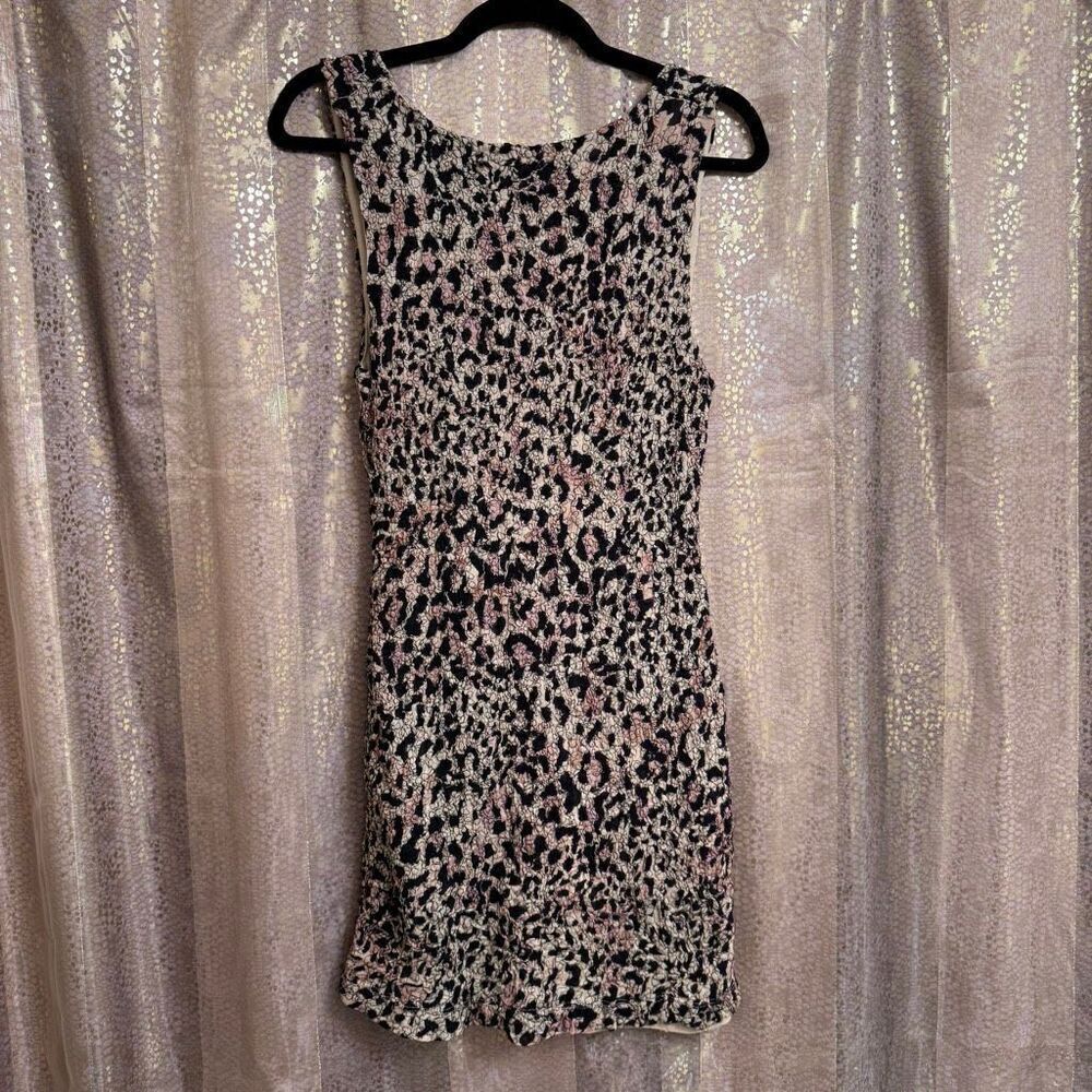 Free People Marigold Black Cheetah Print Stretch Mini Dress Small NWOT